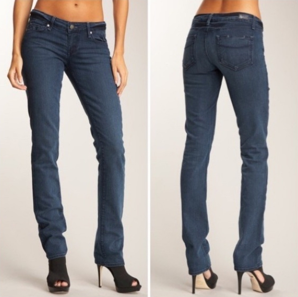 PAIGE Denim "Blue Heights" Low Rise Slim Straight Blue Jeans | Women's Size 27
